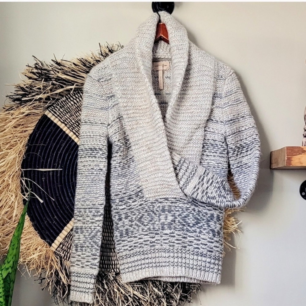 XS/S ARITZIA'S WILFRED Alpaca Wool Chunky Shawlneck Nordic Style Sweater